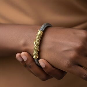 Rhodium brass handcrafted expandable bracelet